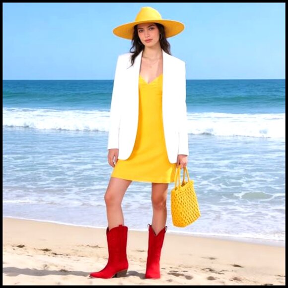 Women's Cowboy Boots Mid Calf Western Embroidered Chunky Block Heel - Picture 3 of 7